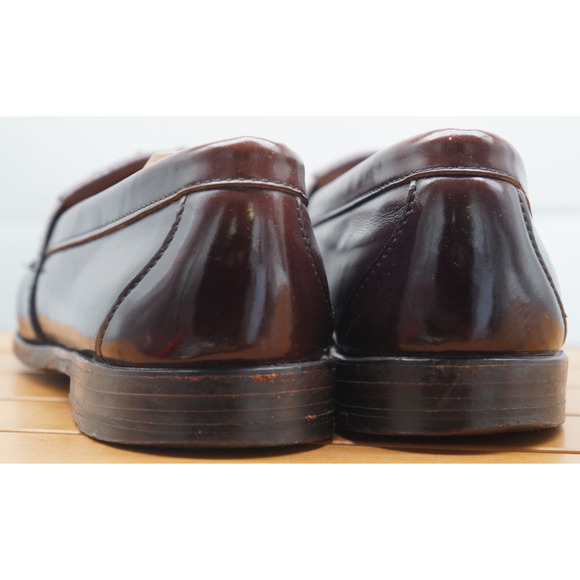 Barrie Ltd Genuine Moccasin Hand Sewn Men Burgundy Leather Loafer Shoes 9D